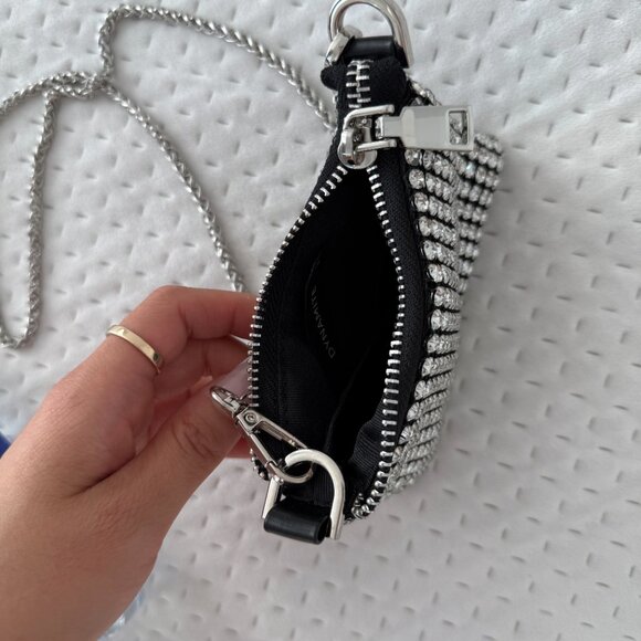 MINI RHINESTONE SPARKLY EVENING BAG CLUTCH SILVER BLIND PURSE - Picture 3 of 3